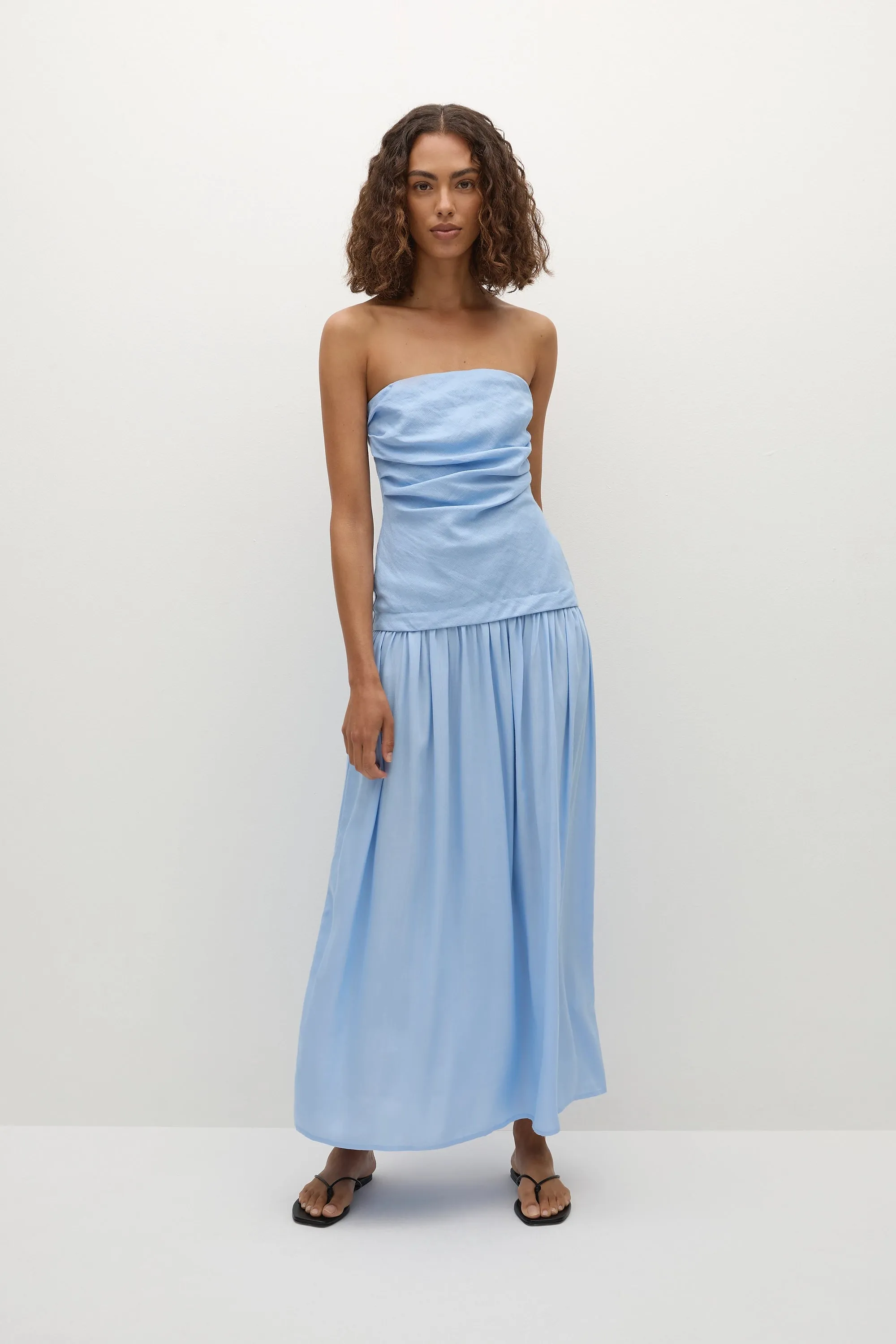 Hedy Maxi Dress Mineral Blue sold by Faithfull the Brand