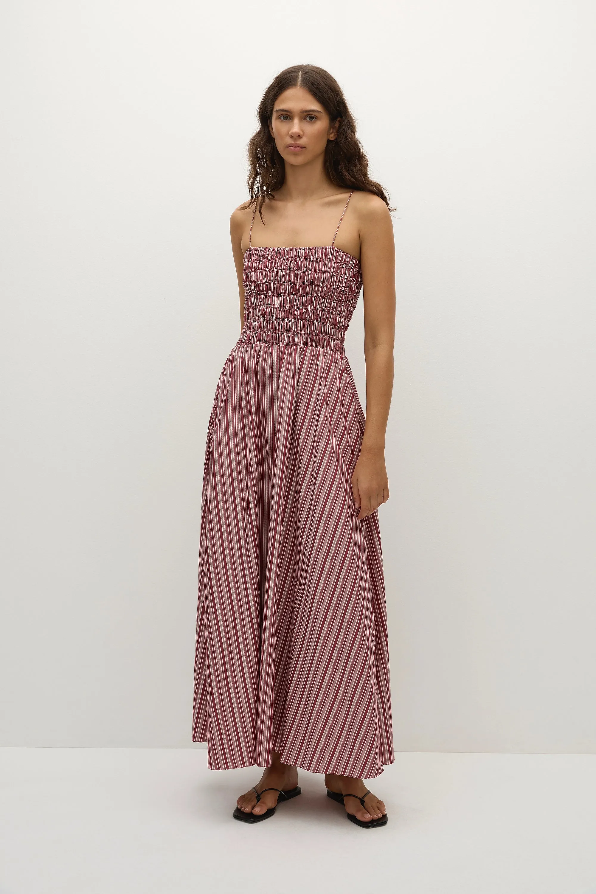 Anniken Maxi Dress Burgundy Stripe sold by Faithfull the Brand