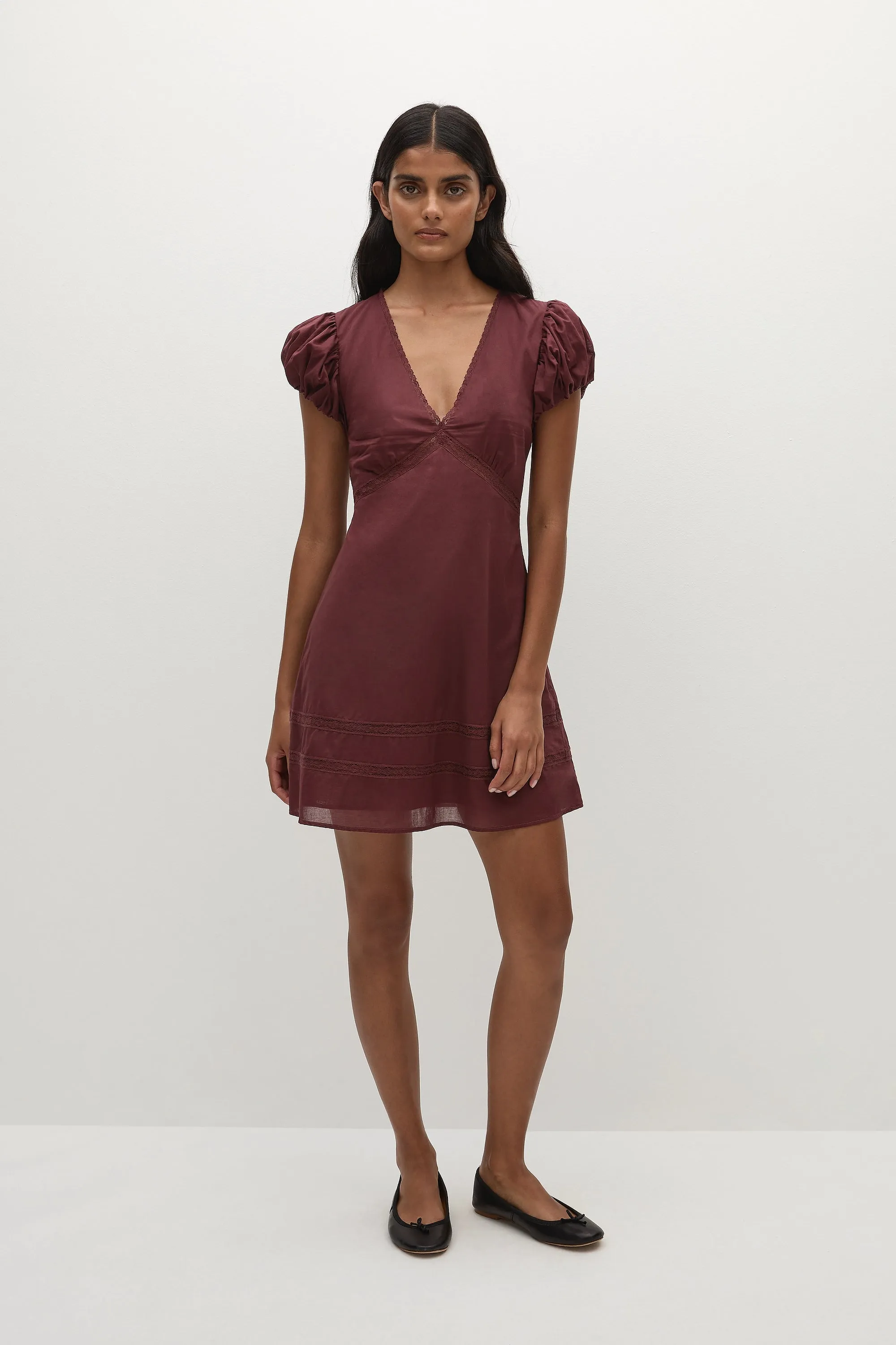 Ulla Mini Dress Bordeaux sold by Faithfull the Brand