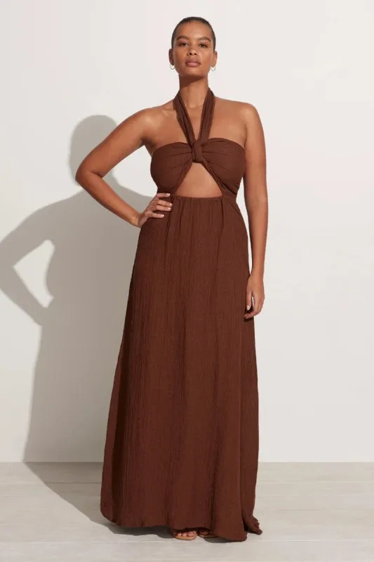 Halona Maxi Dress Chocolate - Final Sale sold by Faithfull the Brand