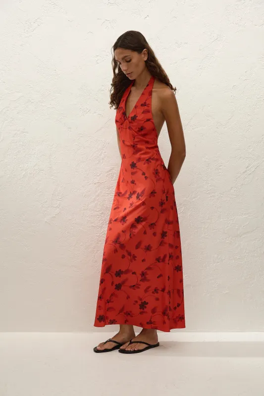 Rosa Maxi Dress Pirazzo Floral Rosso sold by Faithfull the Brand