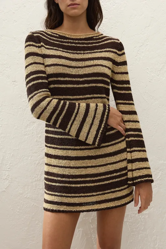 Micah Mini Dress Carob Wheat sold by Faithfull the Brand