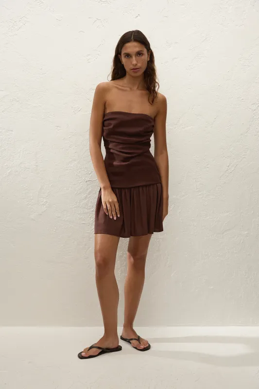 Hedy Mini Dress Carob sold by Faithfull the Brand