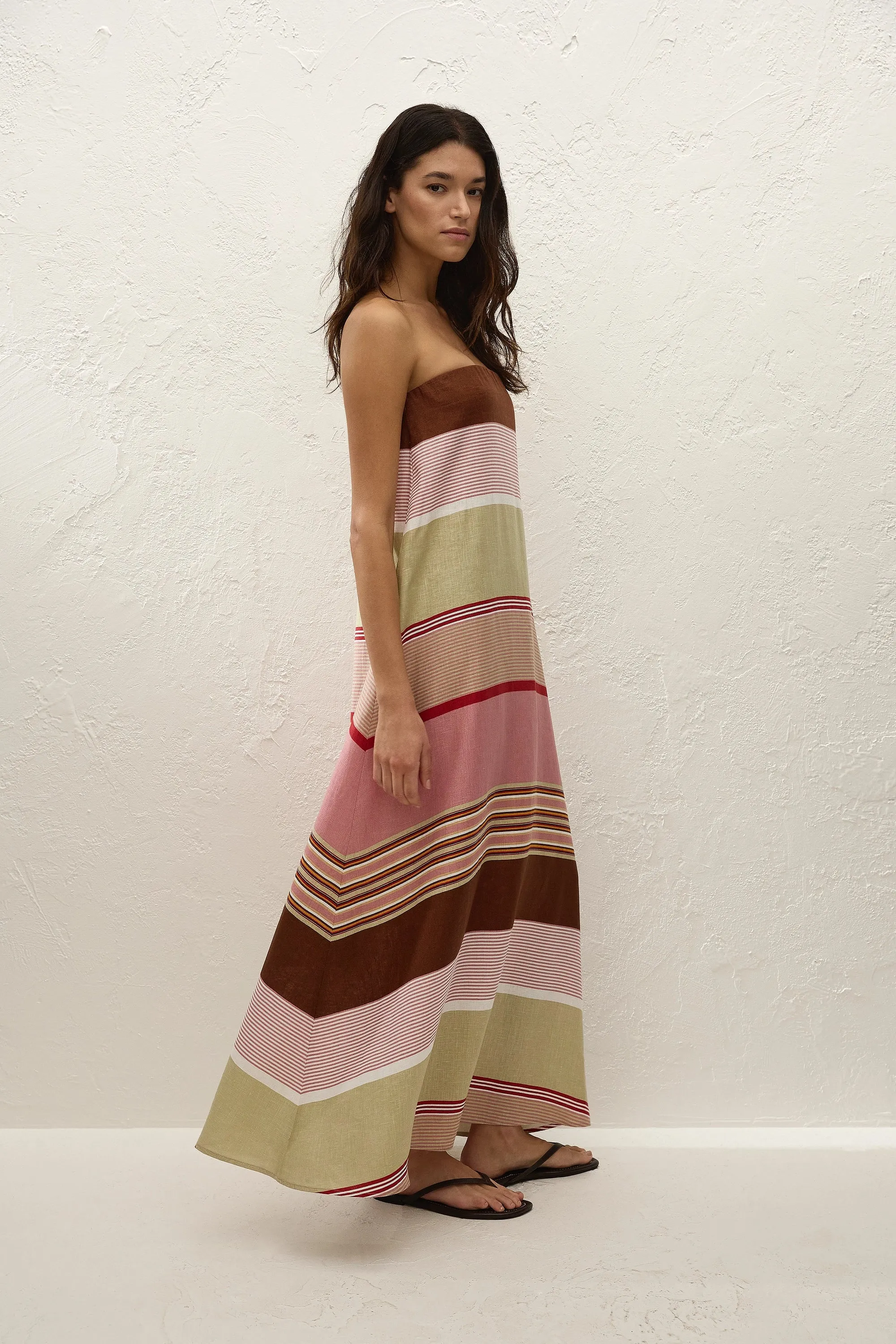 Yolina Maxi Dress Barragan Stripe Dusty Mauve - Final Sale sold by Faithfull the Brand product image thumbnail 3
