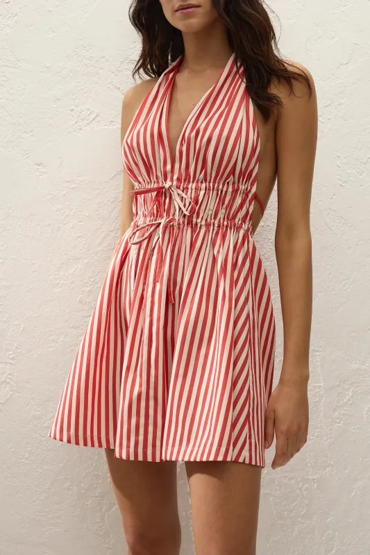 Ermita Mini Dress Orozco Stripe Dusty Tomato sold by Faithfull the Brand