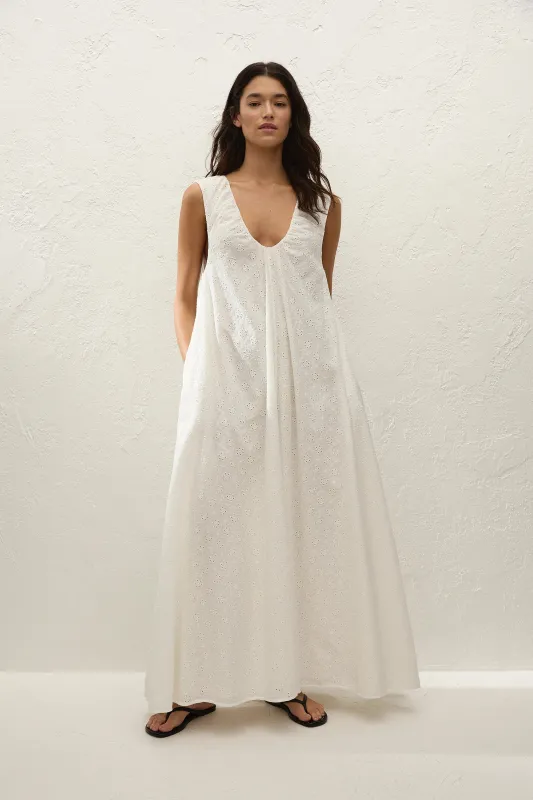 Juana Maxi Dress Valentina Broderie White sold by Faithfull the Brand