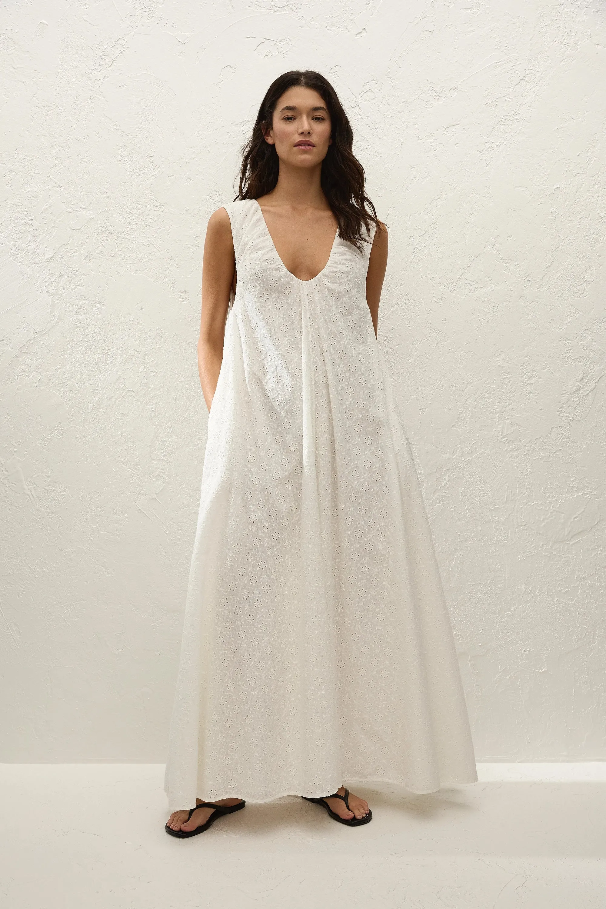 Juana Maxi Dress Valentina Broderie White sold by Faithfull the Brand
