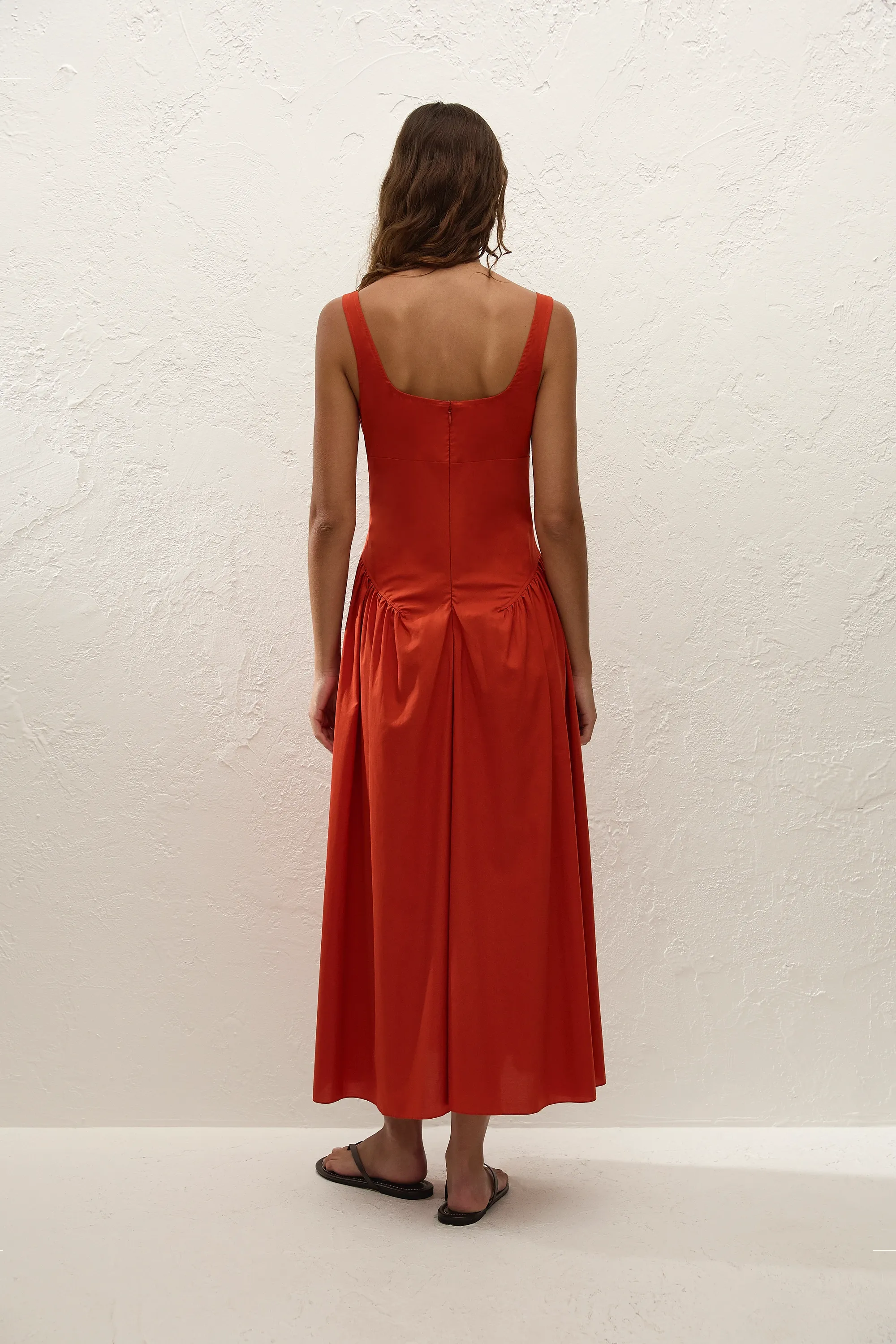 Olas Midi Dress Dusty Tomato sold by Faithfull the Brand product image thumbnail 4