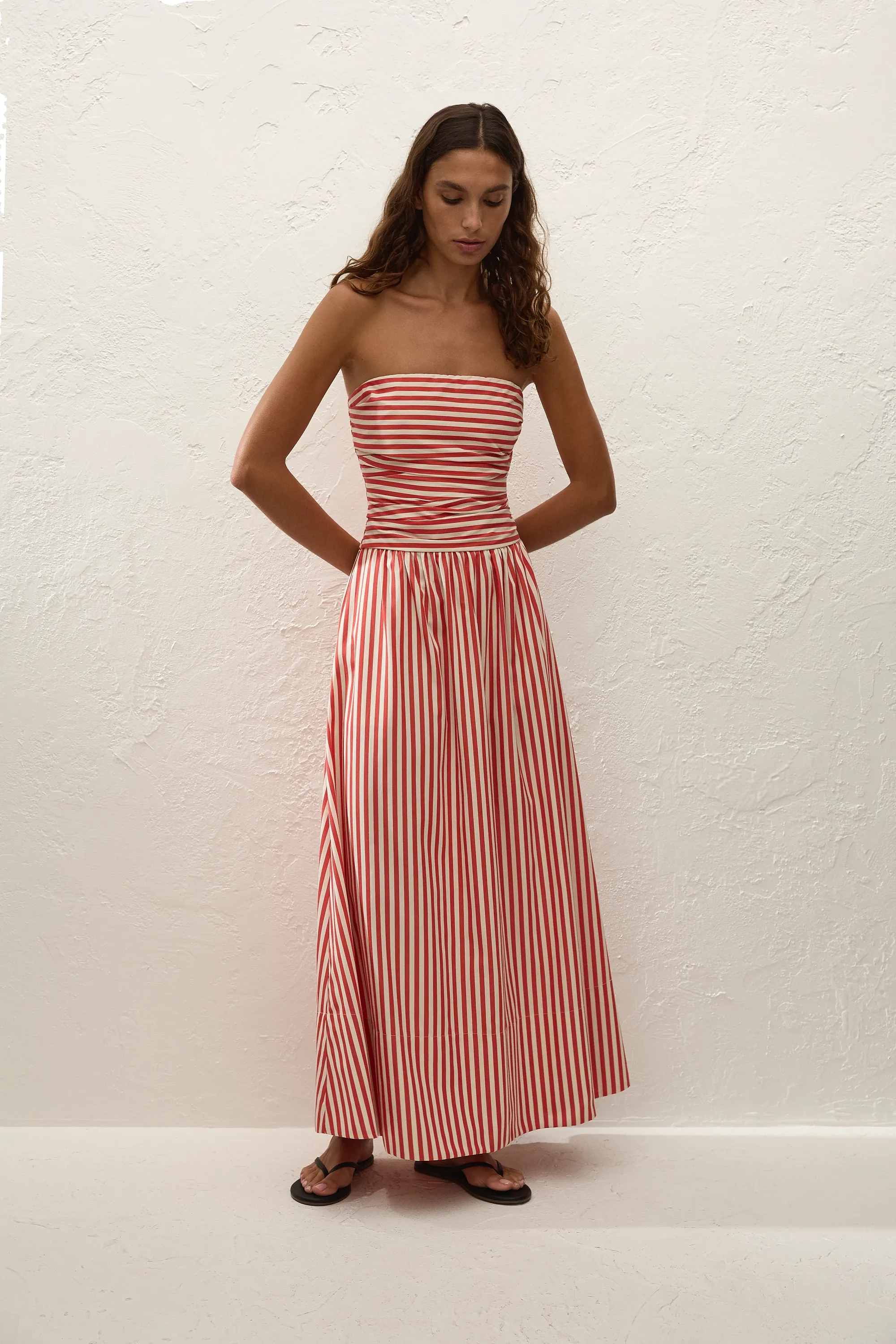 Vera Maxi Dress Orozco Stripe Dusty Tomato sold by Faithfull the Brand