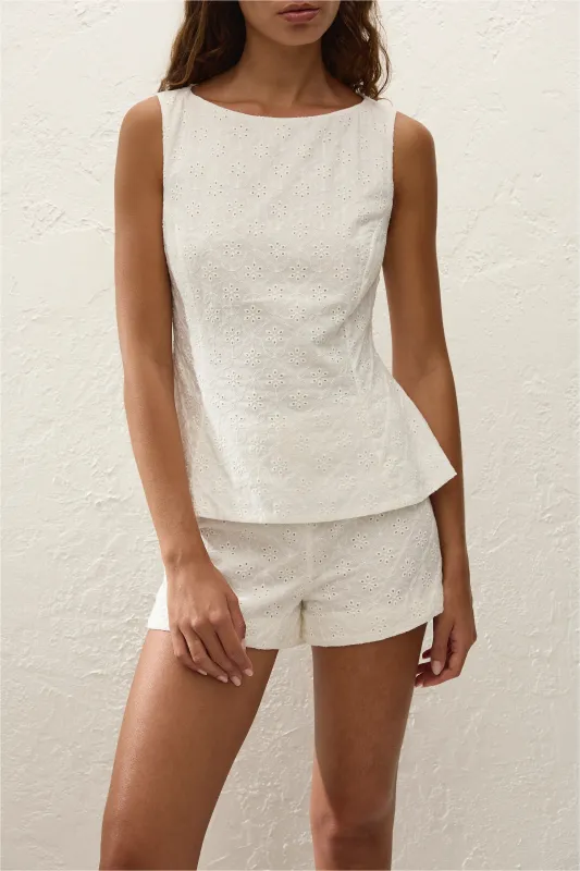 Olivia Top Valentina Broderie White sold by Faithfull the Brand