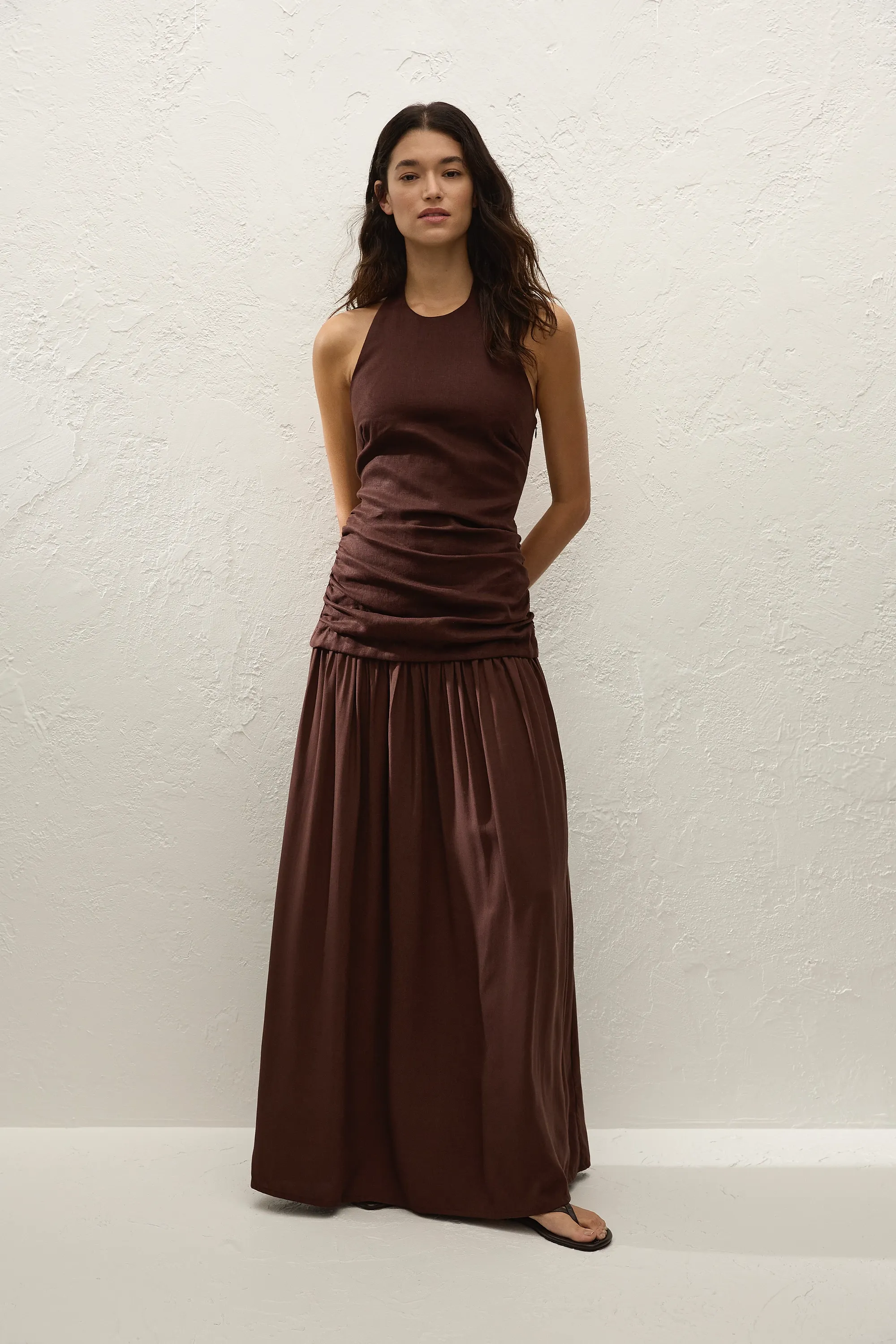 Tali Maxi Dress Carob sold by Faithfull the Brand