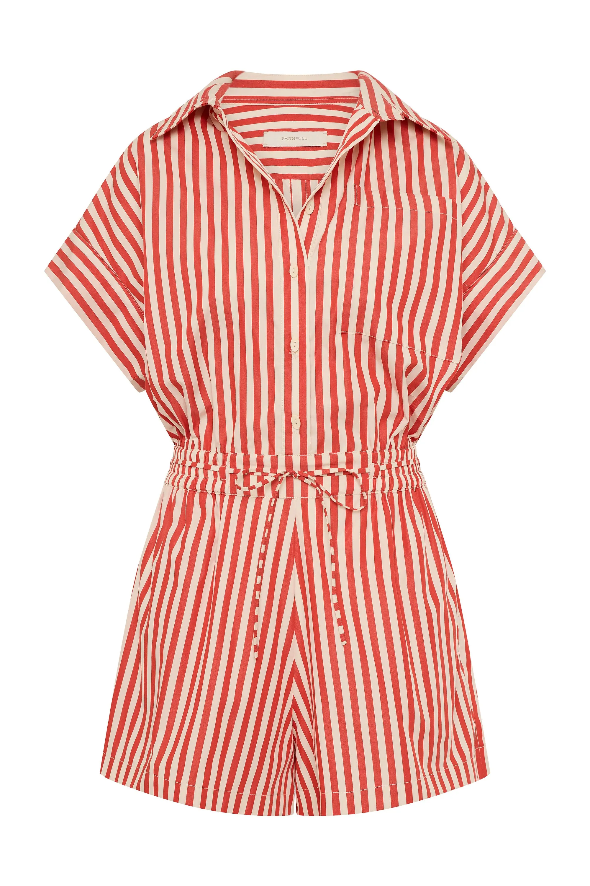 Zion Playsuit Orozco Stripe Dusty Tomato sold by Faithfull the Brand product image thumbnail 5