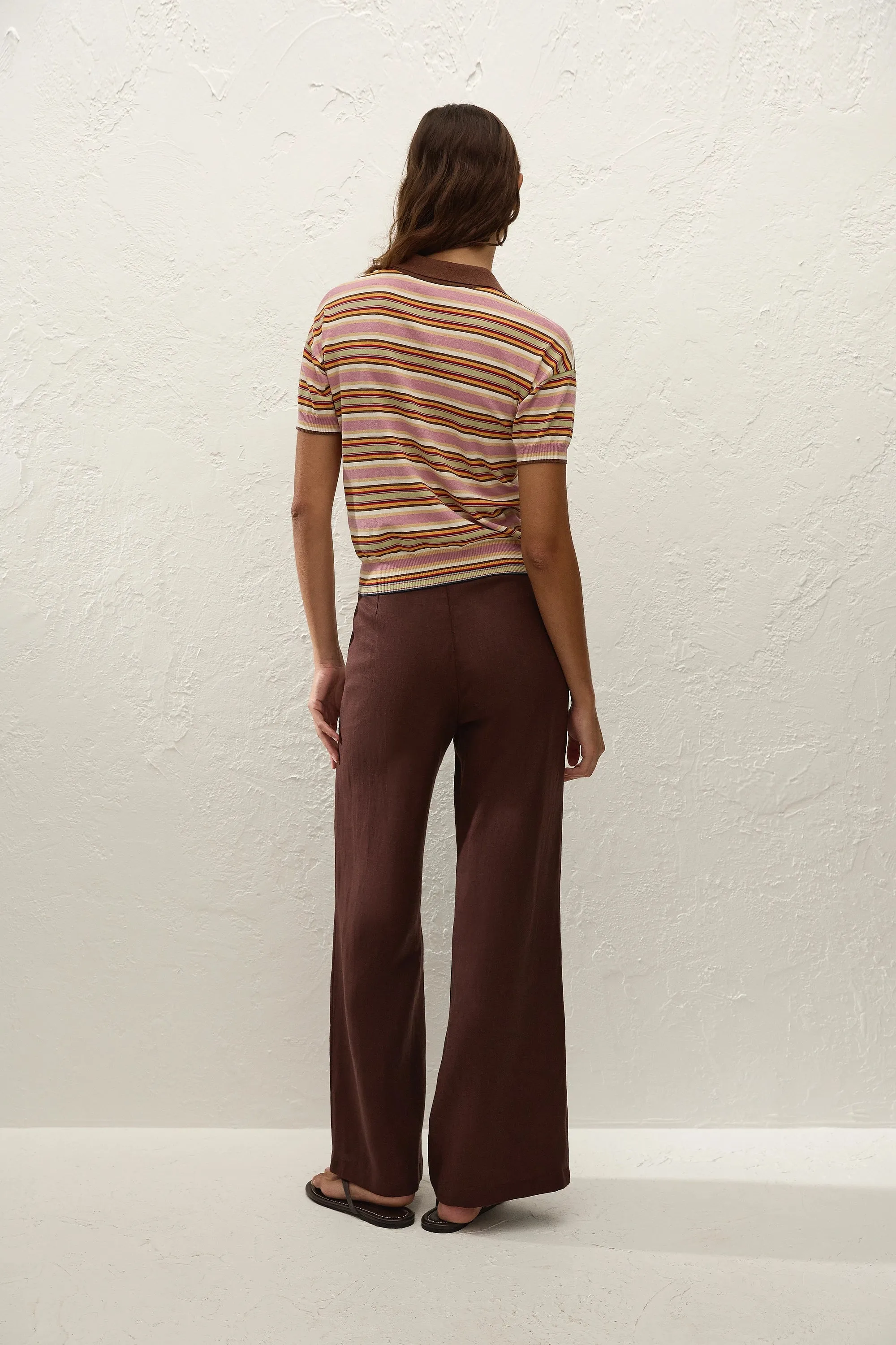 Sable Polo Shirt Luis Stripe Dusty Mauve sold by Faithfull the Brand product image thumbnail 4