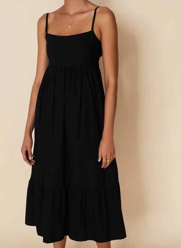 Candace Midi Dress Plain Black -Final Sale sold by Faithfull the Brand