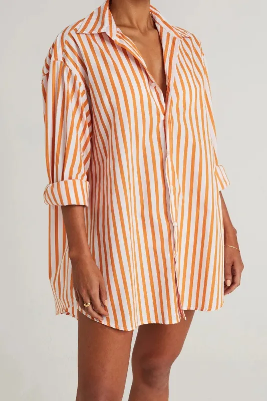 Vega Shirt Dress Martie Stripe Print Tangerine - Final Sale sold by Faithfull the Brand