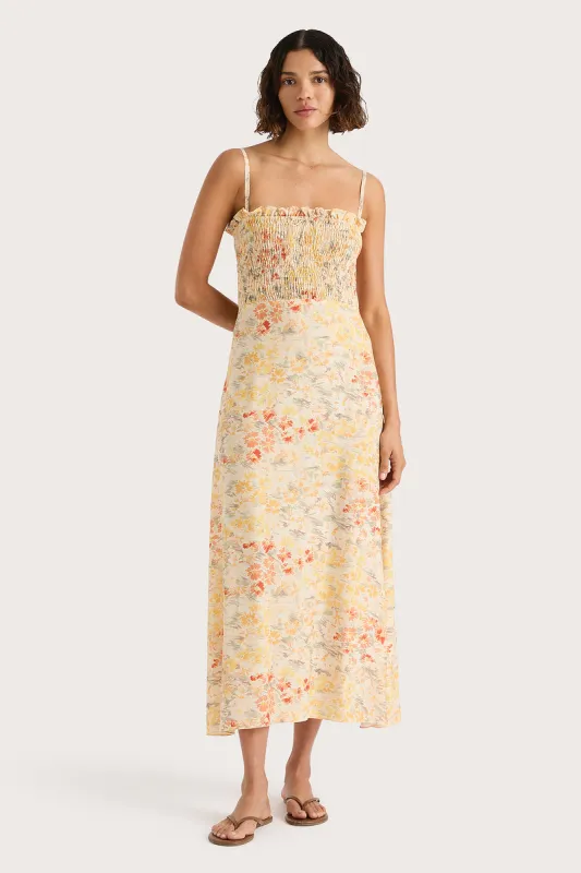 Sorana Midi Dress Adeline Floral Yellow- Final Sale sold by Faithfull the Brand