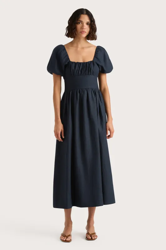 Dalia Midi Dress Navy - Final Sale sold by Faithfull the Brand