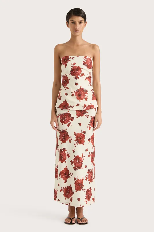 Elise Skirt Cecile Floral Garnet - Final Sale made by Faithfull the Brand