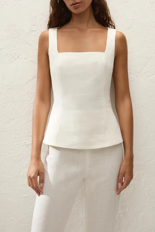 Mina Top White sold by Faithfull the Brand