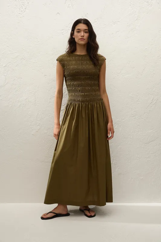 Ale Midi Dress Olive sold by Faithfull the Brand