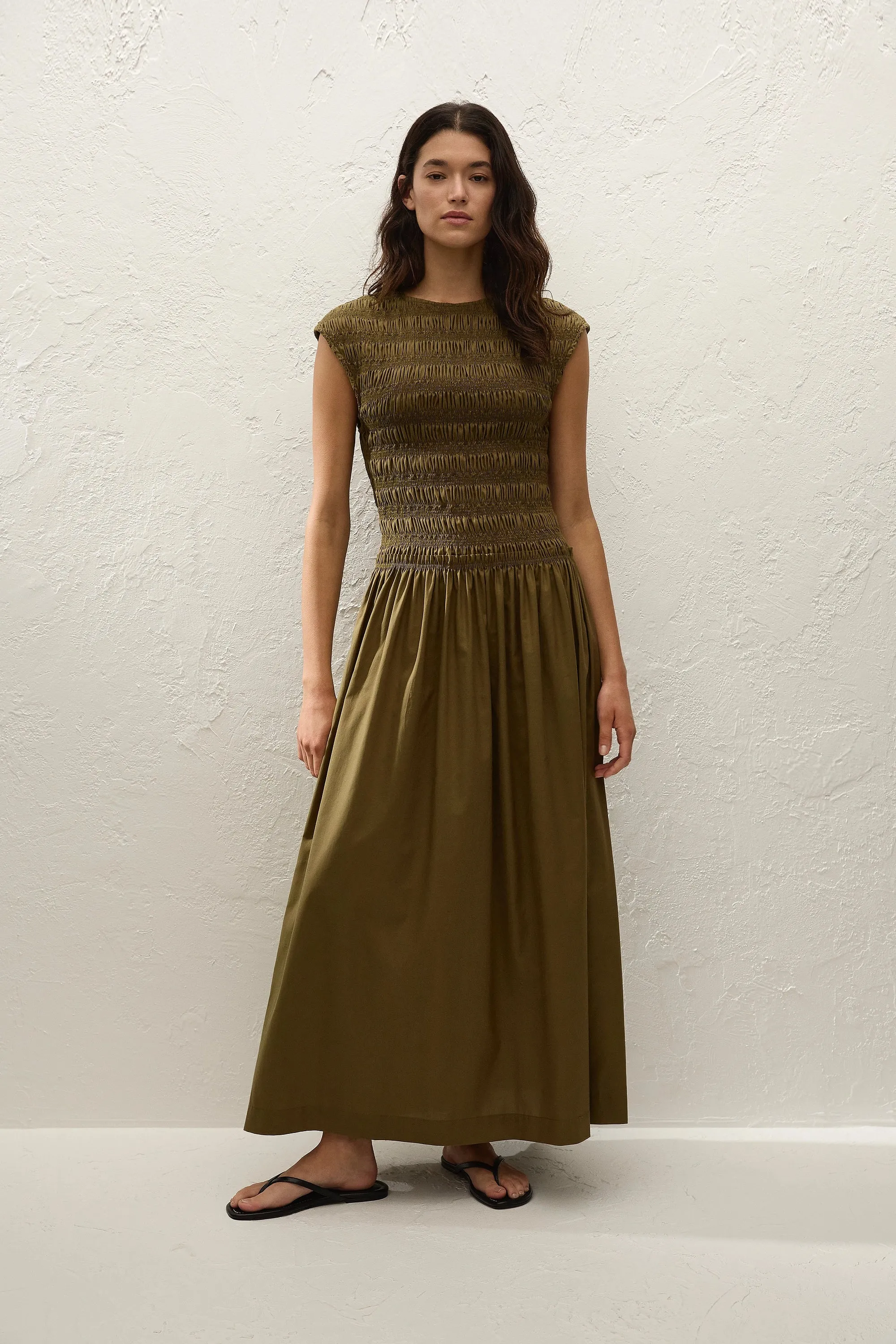 Ale Midi Dress Olive sold by Faithfull the Brand