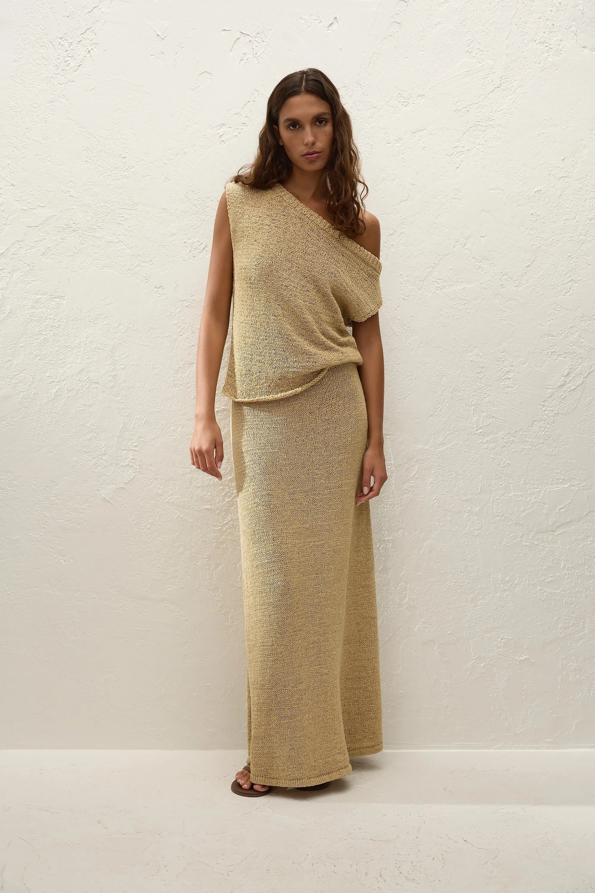 Micah Skirt Wheat sold by Faithfull the Brand