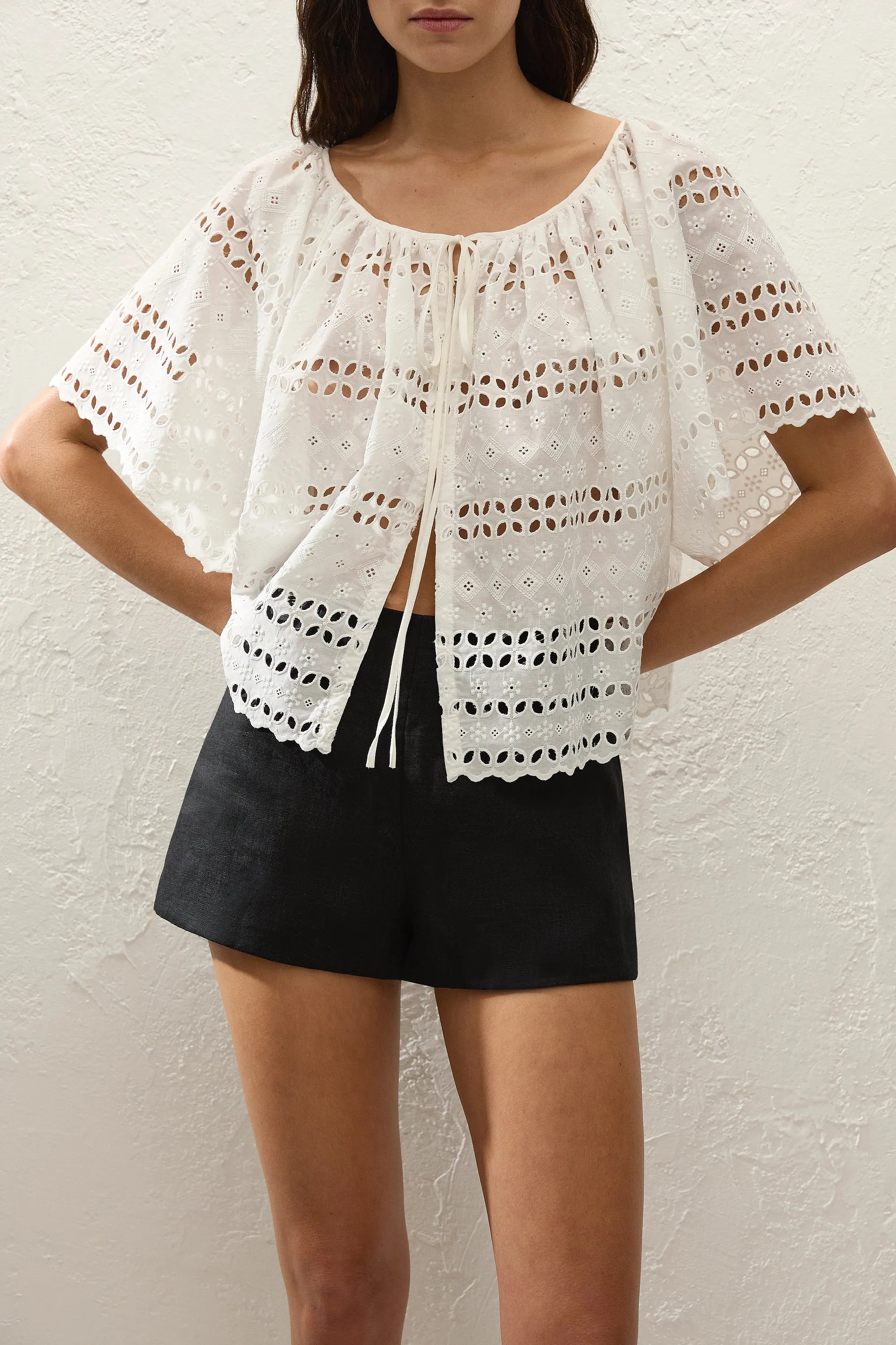 Mitla Top Rosa Broderie White sold by Faithfull the Brand