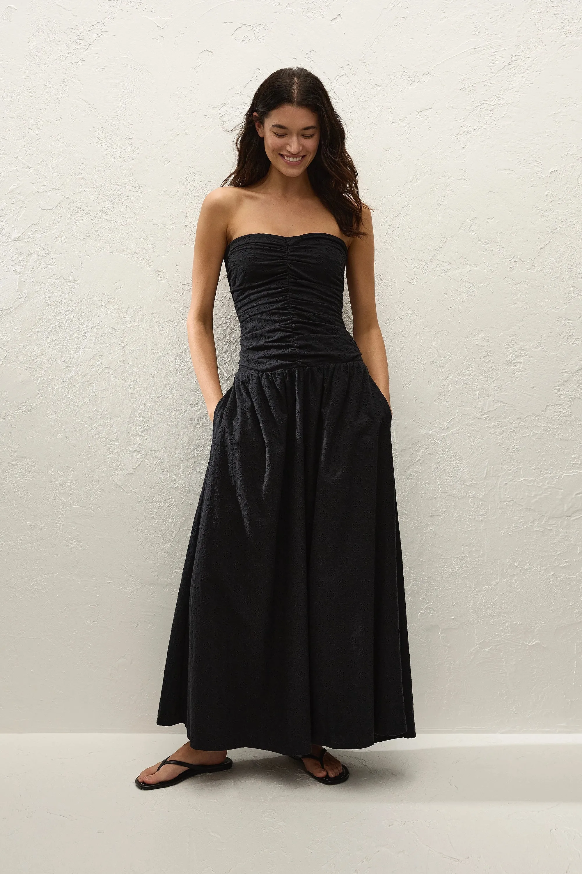 Lia Maxi Dress Valentina Broderie Black sold by Faithfull the Brand