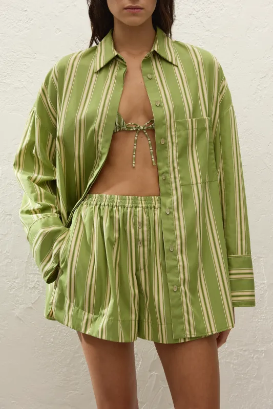 Clemente Shirt Ombre Stripe Juniper sold by Faithfull the Brand