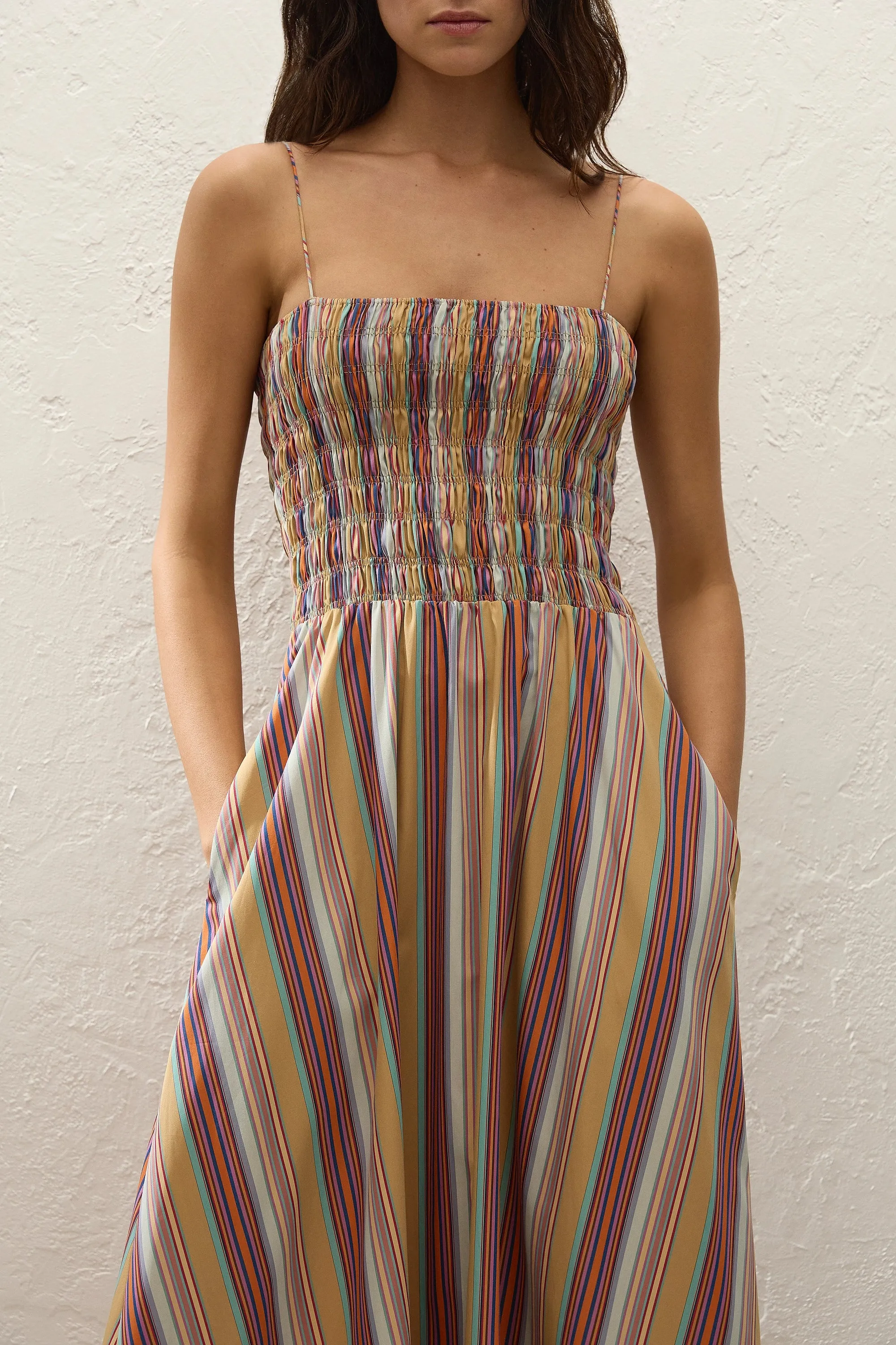 Anniken Maxi Dress Agua Stripe Mustard sold by Faithfull the Brand product image thumbnail 2