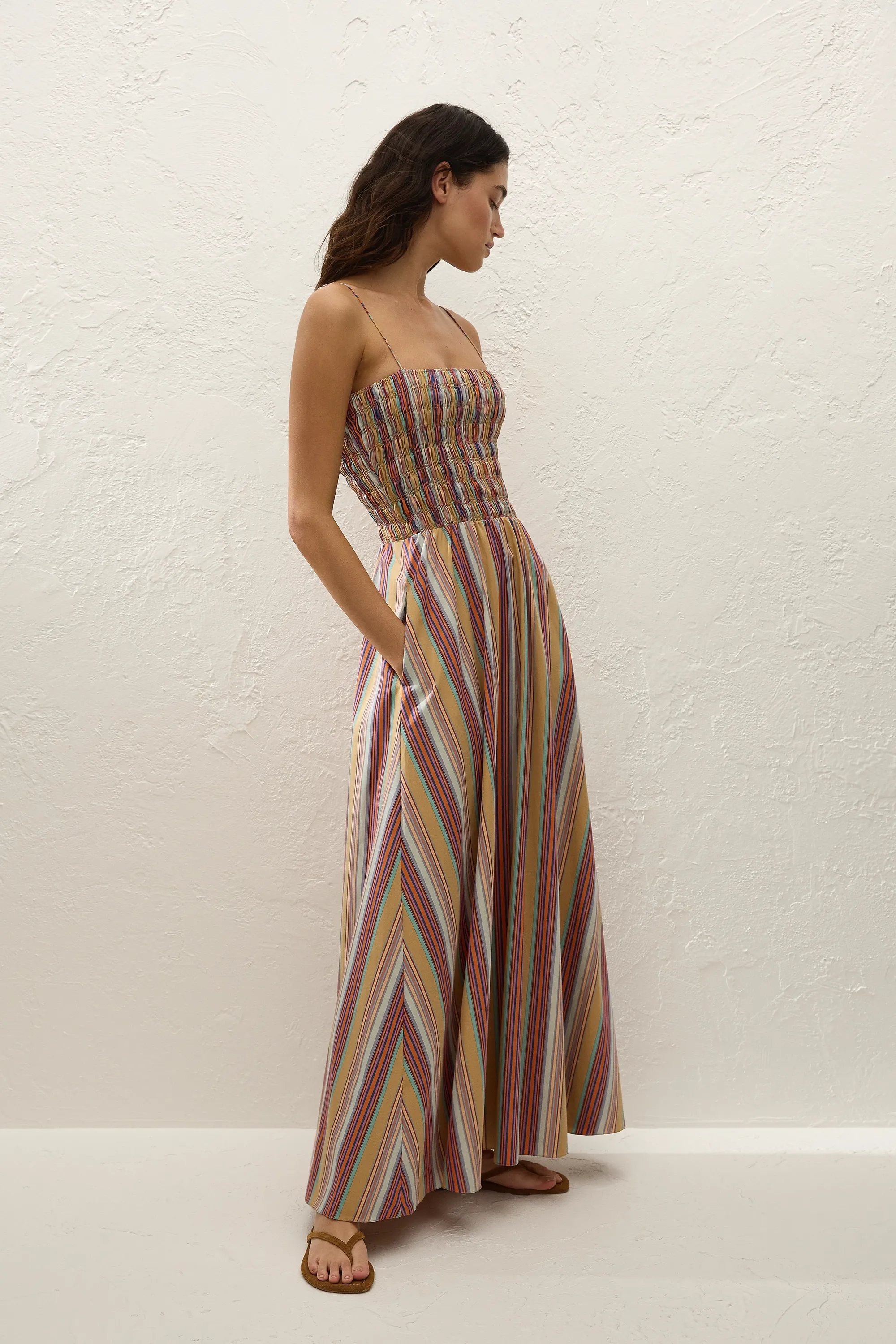 Anniken Maxi Dress Agua Stripe Mustard sold by Faithfull the Brand product image thumbnail 3