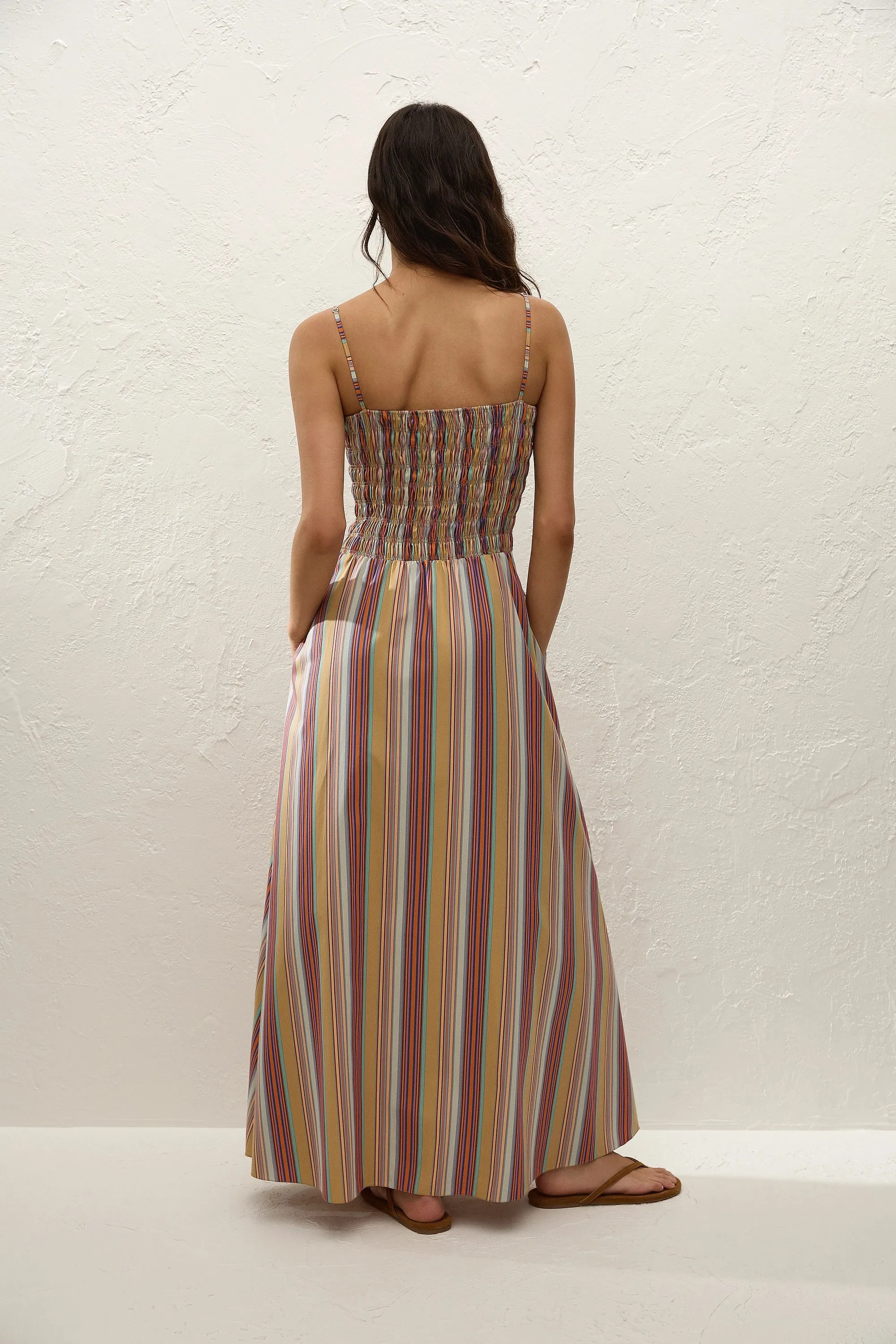 Anniken Maxi Dress Agua Stripe Mustard sold by Faithfull the Brand product image thumbnail 4
