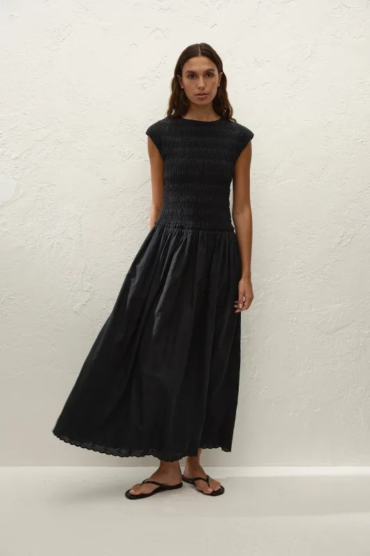 Flavia Maxi Dress Julyeta Broderie Black sold by Faithfull the Brand