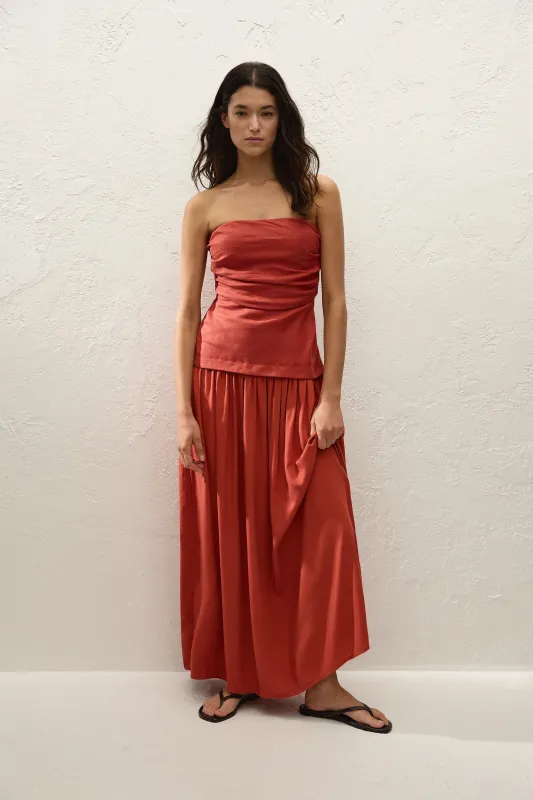 Hedy Maxi Dress Dusty Tomato sold by Faithfull the Brand