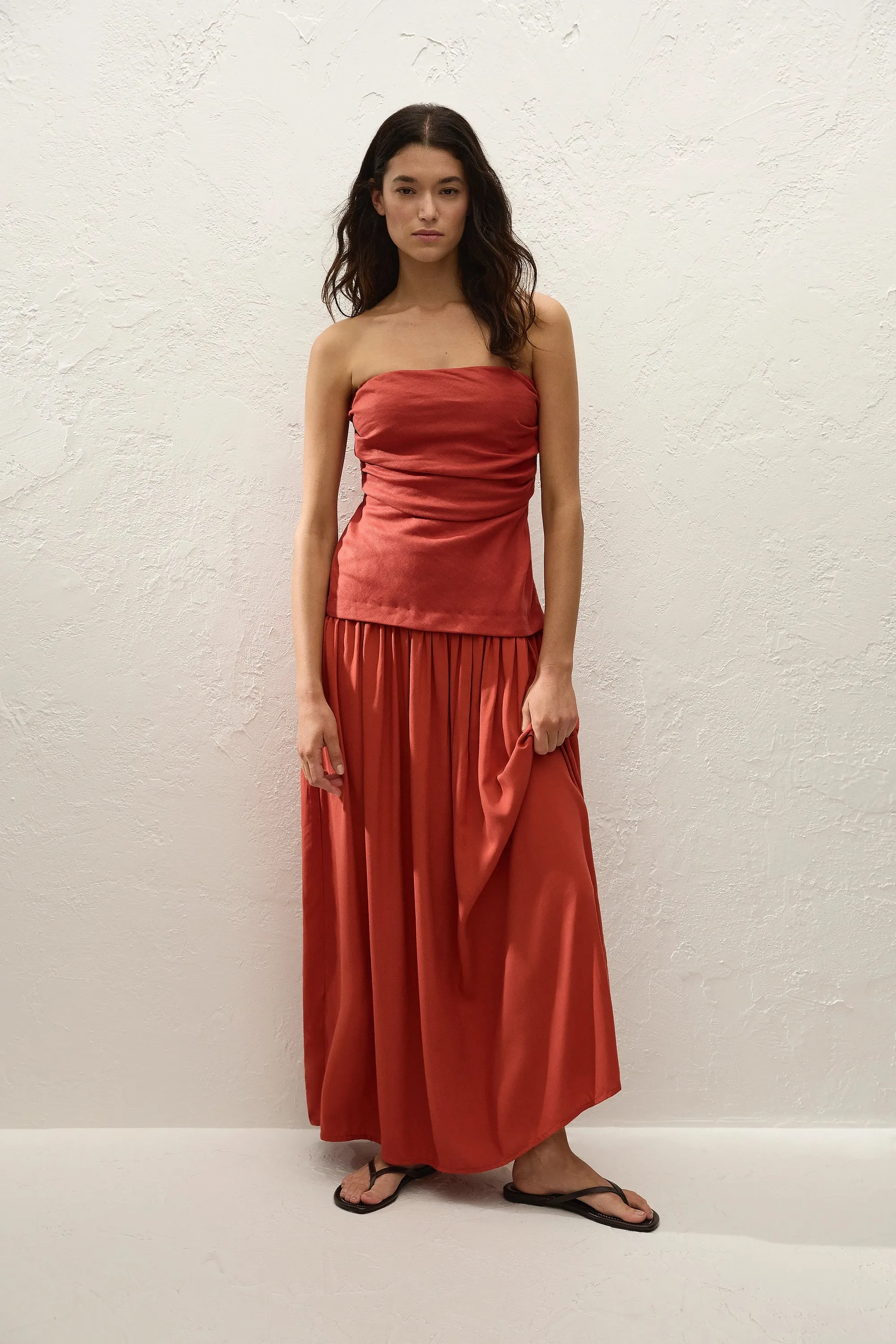Hedy Maxi Dress Dusty Tomato sold by Faithfull the Brand