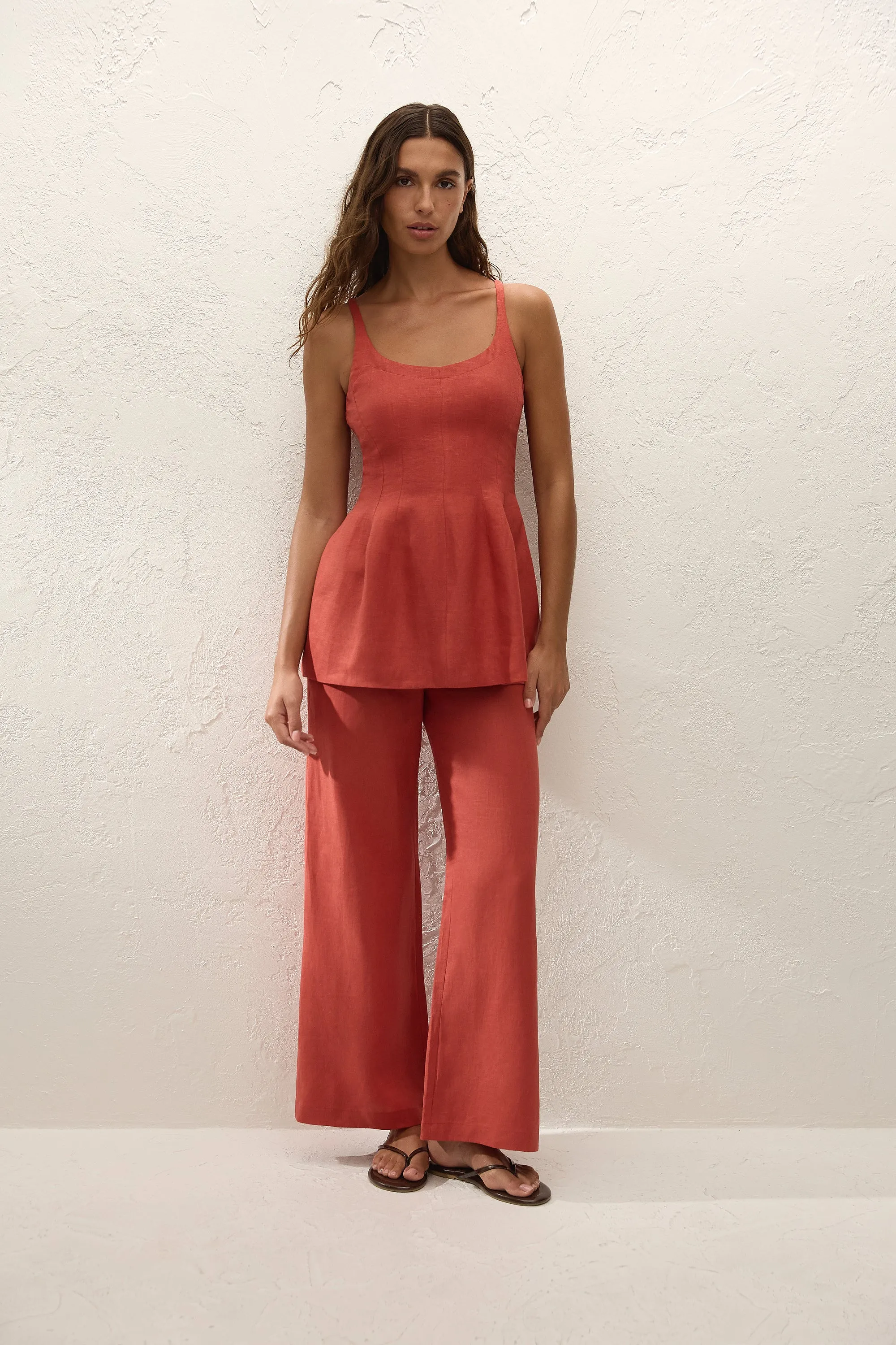 Syna Pant Dusty Tomato sold by Faithfull the Brand