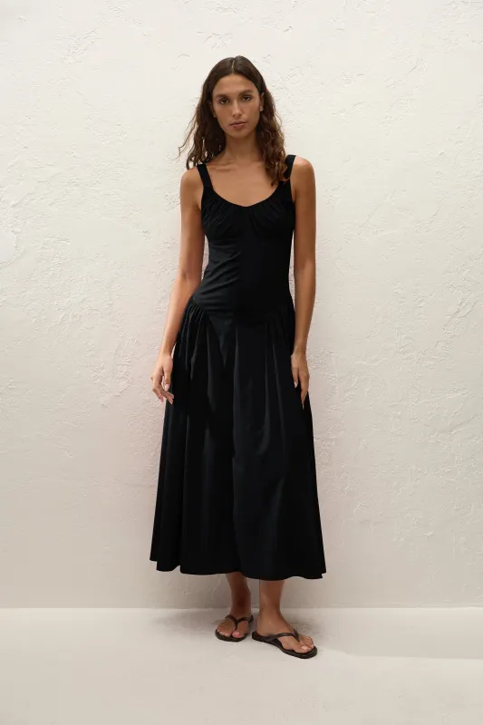 Olas Midi Dress Black sold by Faithfull the Brand