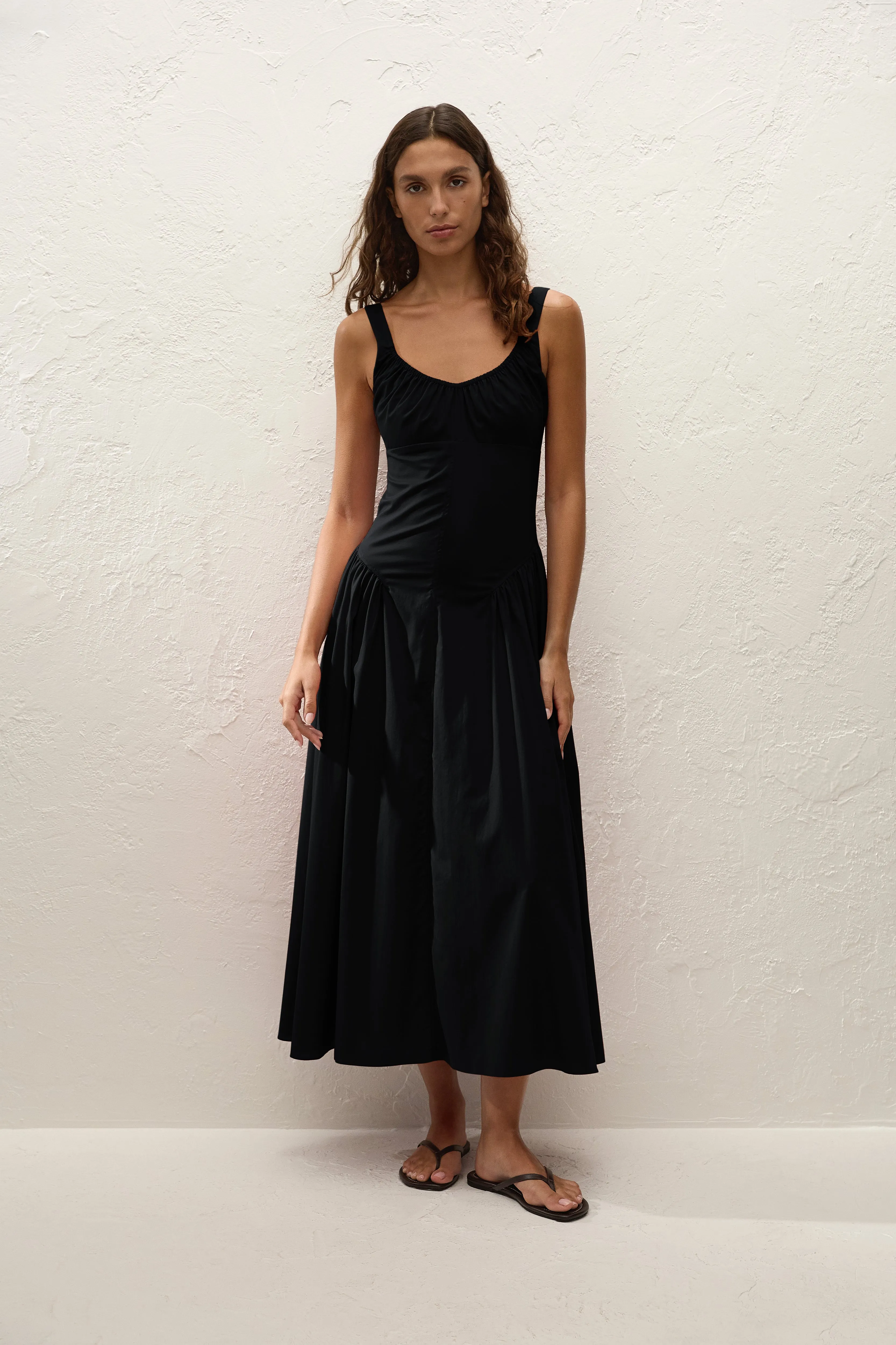 Olas Midi Dress Black sold by Faithfull the Brand