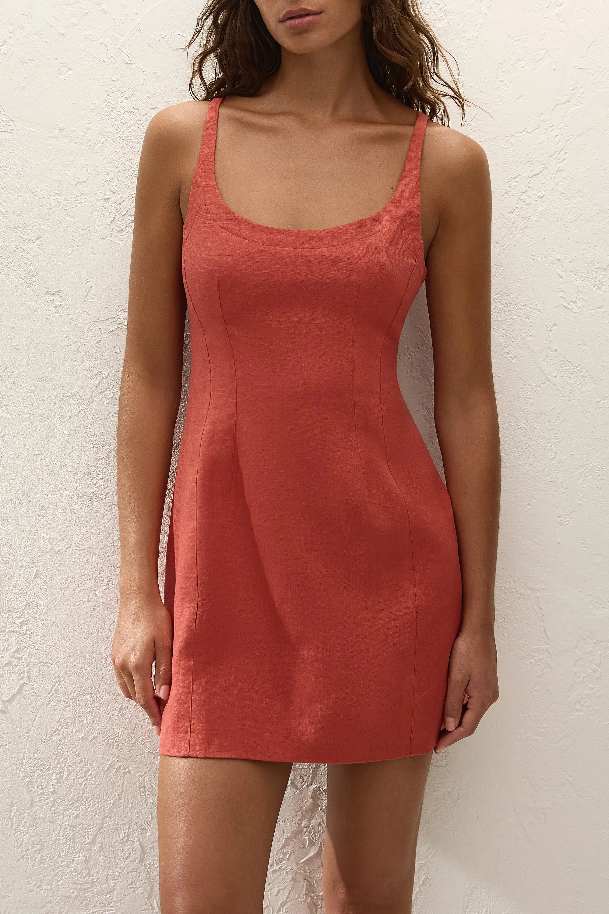 Sanne Mini Dress Dusty Tomato sold by Faithfull the Brand product image thumbnail 2