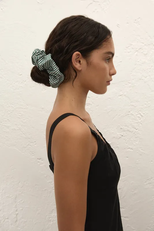 Hair Scrunchie Green Stripe sold by Faithfull the Brand