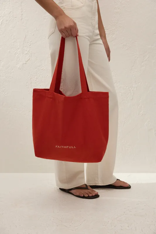 Canvas Tote Bag Dusty Tomato sold by Faithfull the Brand