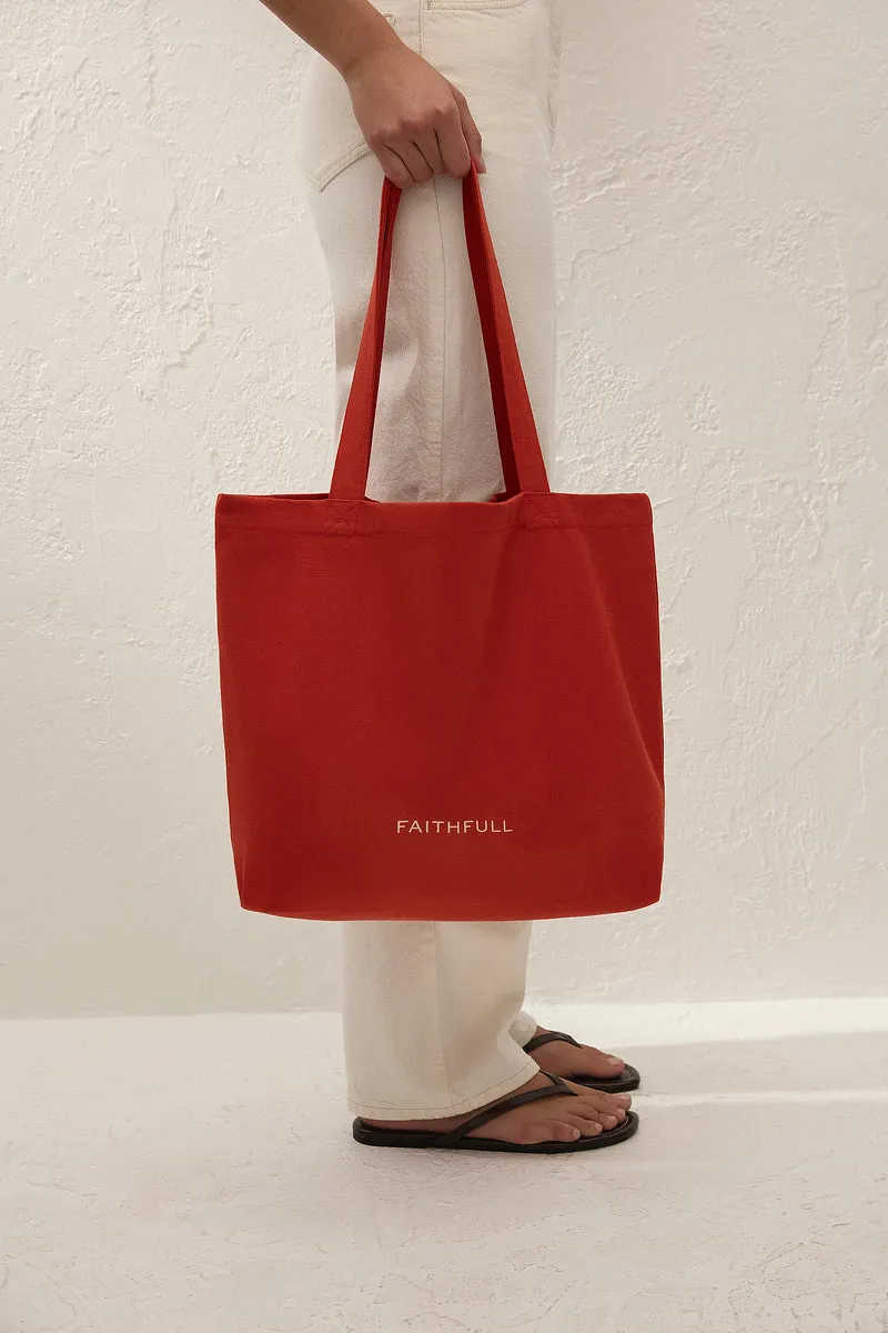 Canvas Tote Bag Dusty Tomato sold by Faithfull the Brand product image thumbnail 2