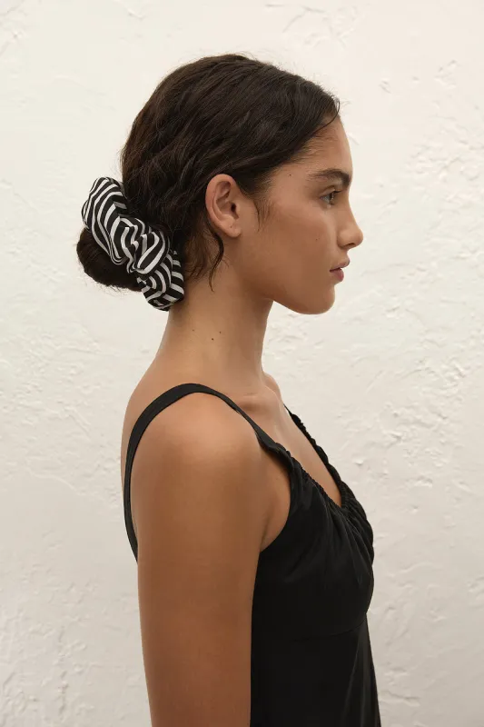 Hair Scrunchie Toscano Stripe Black sold by Faithfull the Brand