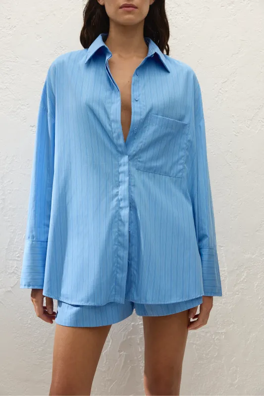 Clemente Shirt Mico Pinstripe Azul sold by Faithfull the Brand