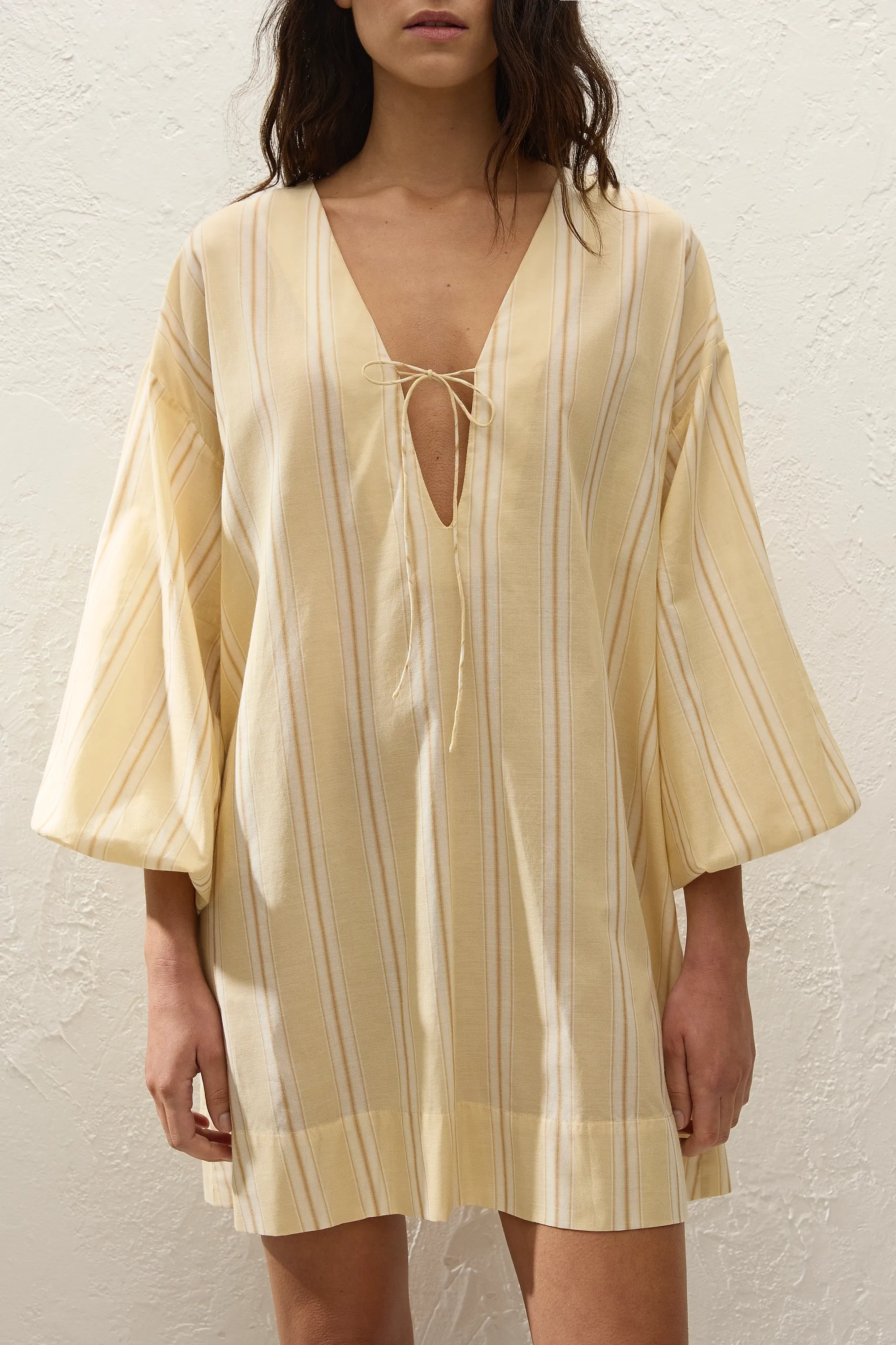 Pia Mini Dress Ombre Stripe Faded Mustard sold by Faithfull the Brand product image thumbnail 2