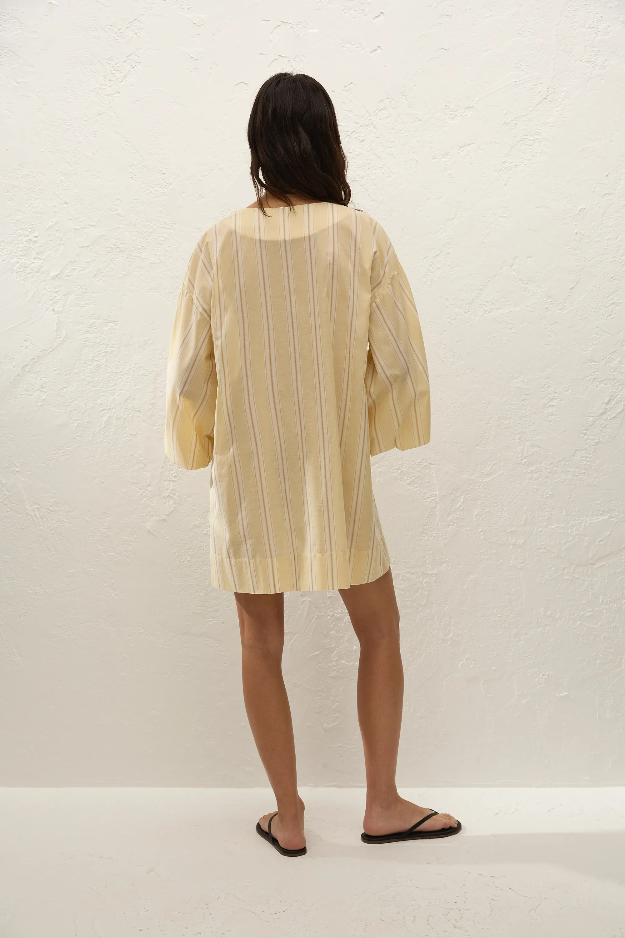 Pia Mini Dress Ombre Stripe Faded Mustard sold by Faithfull the Brand product image thumbnail 5