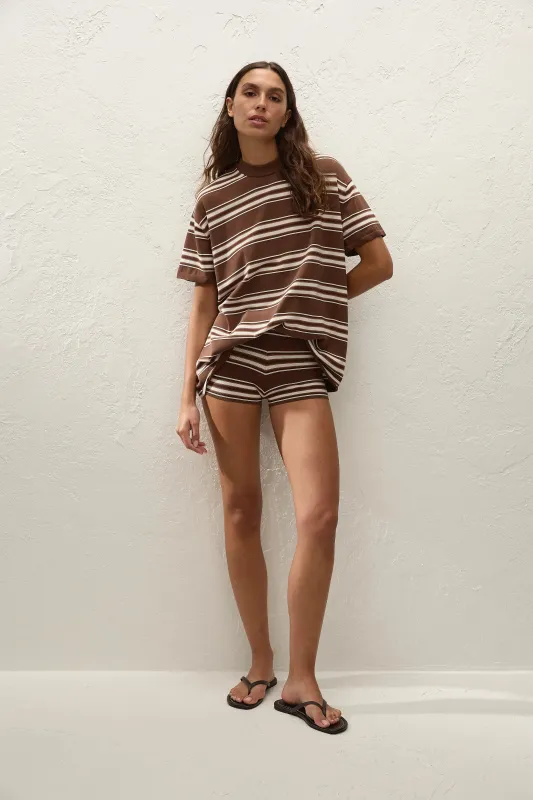 Playa Mini Short Ombre Stripe Macro Carob sold by Faithfull the Brand