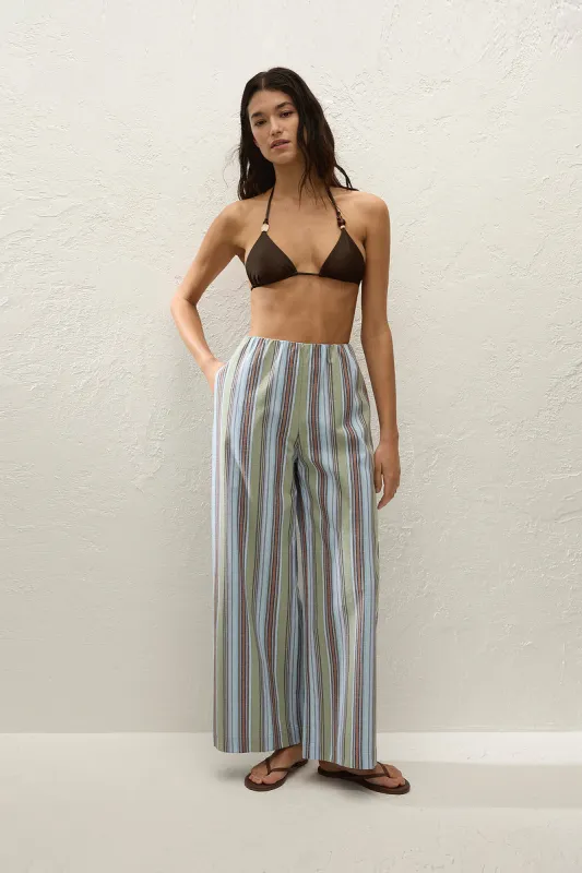 Lane Pant Agua Stripe Blue made by Faithfull the Brand