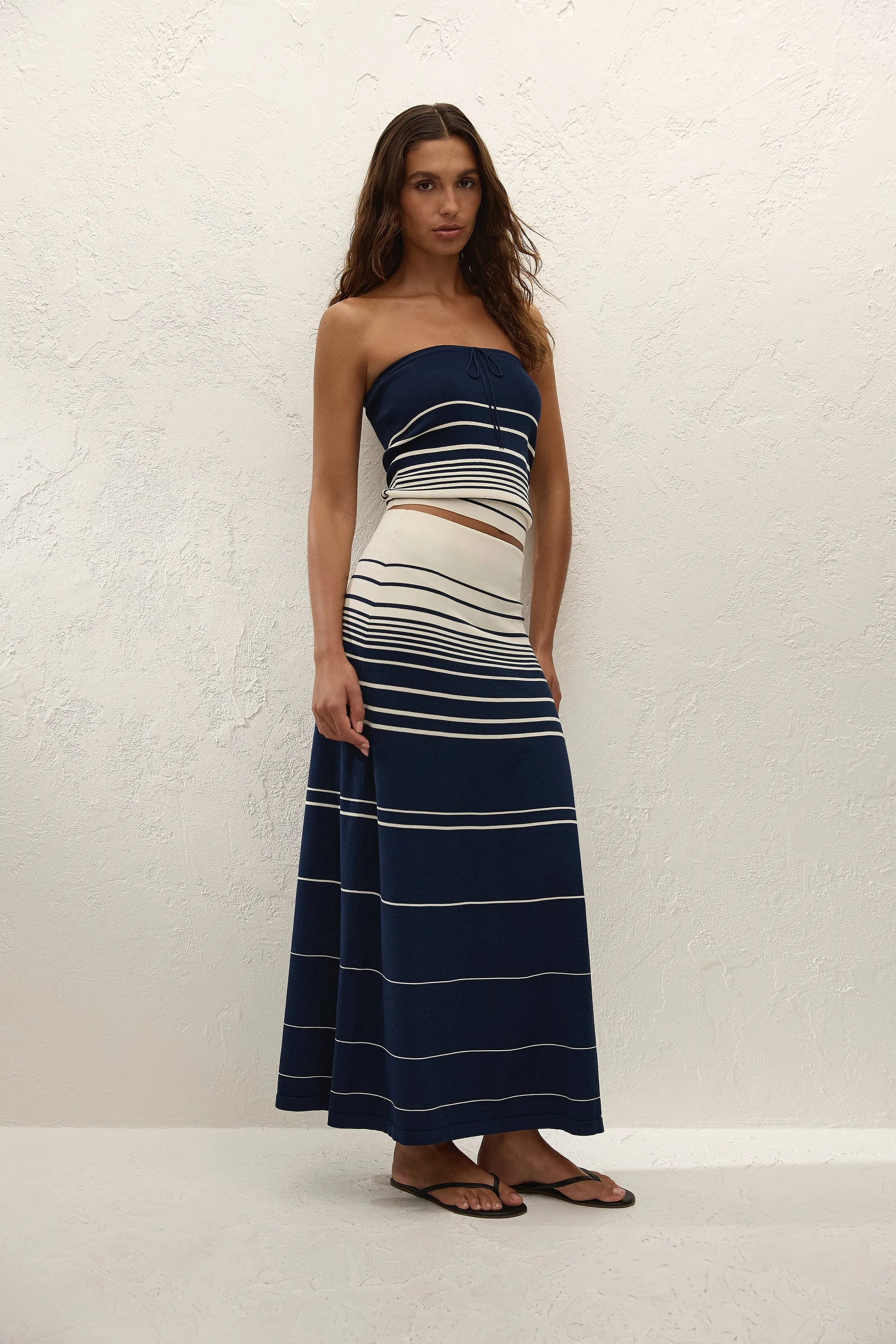 Casia Maxi Skirt Navy Cream Stripe sold by Faithfull the Brand product image thumbnail 4