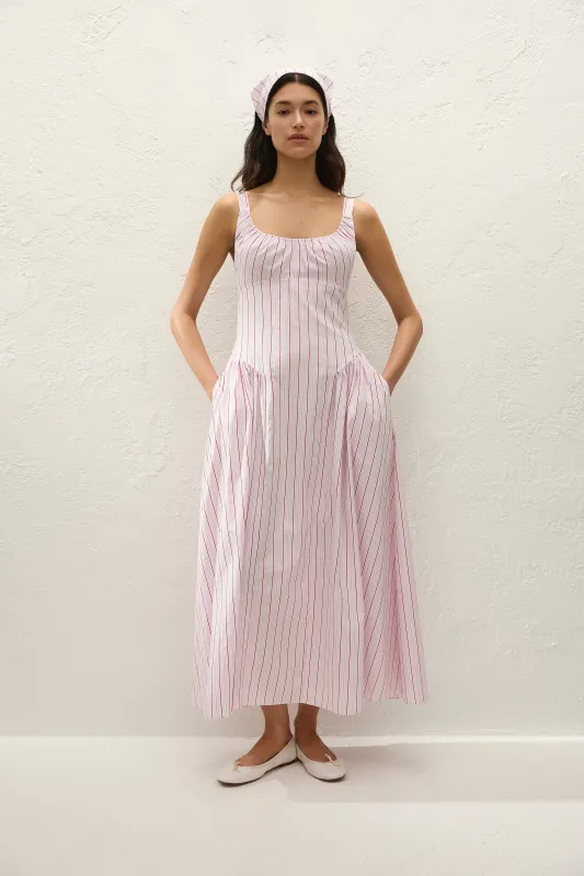 Marcella Midi Dress Fiori Stripe Palazzo made by Venezia